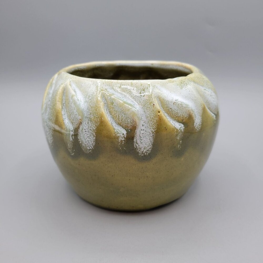 Vintage California USA Ceramic Planter Green Textured Design Mid Century